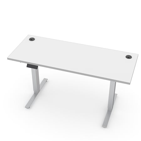 Quantum Sit-Stand Desk Series 2'x5' Sit-Stand Adjustable Electric Desk with two wire gromet holes in White, mfgd Board Work Top CY-QNT_S24-2x5